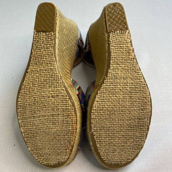 TOMS Women's Multi-Color Sienna Striped Canvas Wedge Strappy Sandals Siz… - Picture 7 of 9